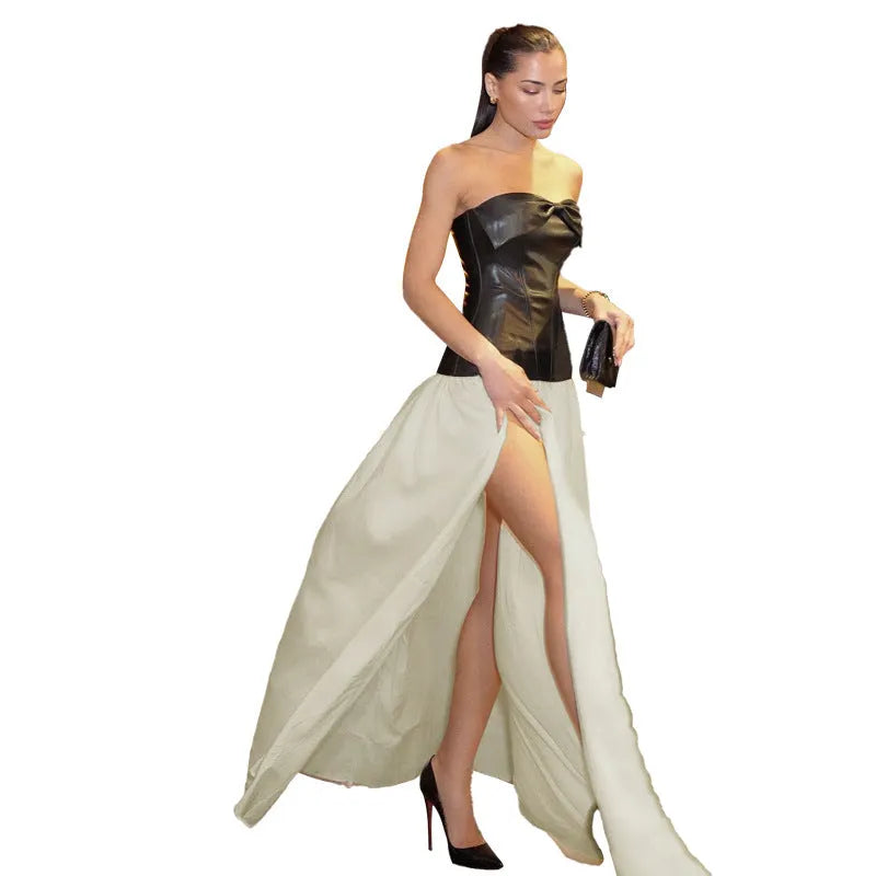 Robe Slim Mesh & PU Élégante