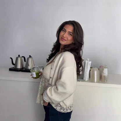 Cardigan doux en velours à boutons nacrés