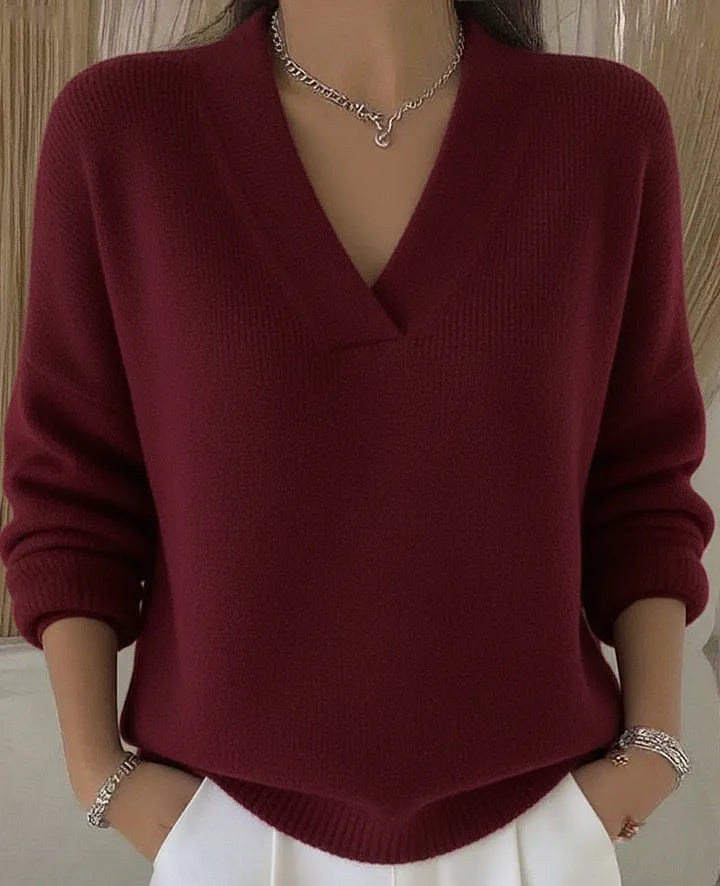 Pull Oversize Femme Col V – Chic & Confort