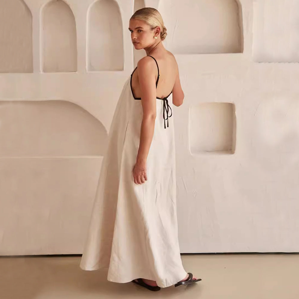 Robe Longue Noire à Bretelles – Élégance Décontractée d’Été