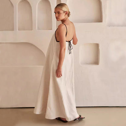 Robe Longue Noire à Bretelles – Élégance Décontractée d’Été