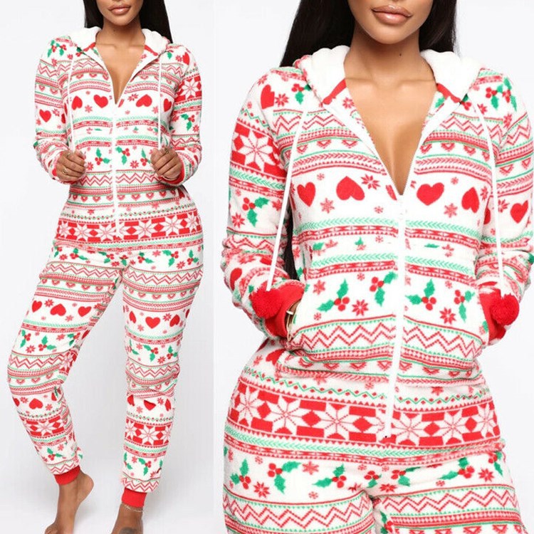 Pyjama Noël à Capuche Femme
