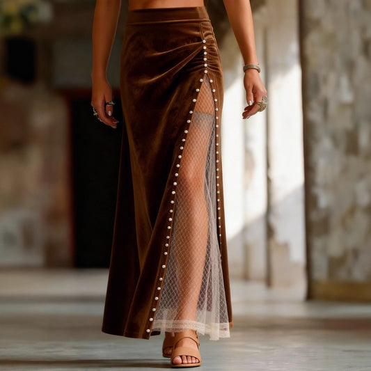 Jupe Longue Patchwork Rétro