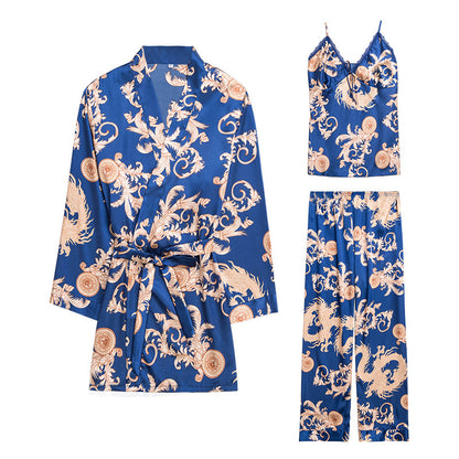 Pyjama 3 Pièces Satin Luxe Femme