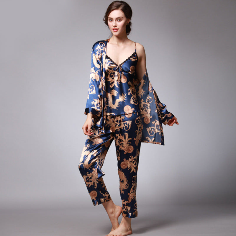 Pyjama 3 Pièces Satin Luxe Femme