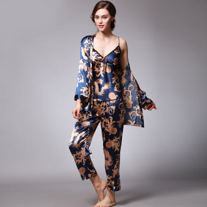 Pyjama 3 Pièces Satin Luxe Femme