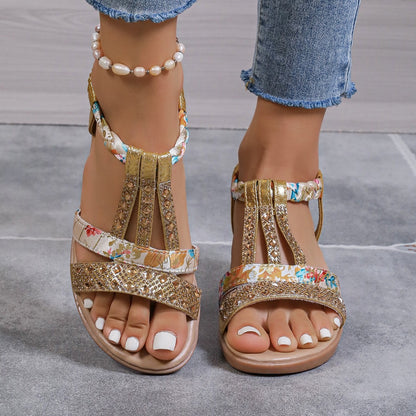 Sandales Compensées Bohème Femme – Peep Toe