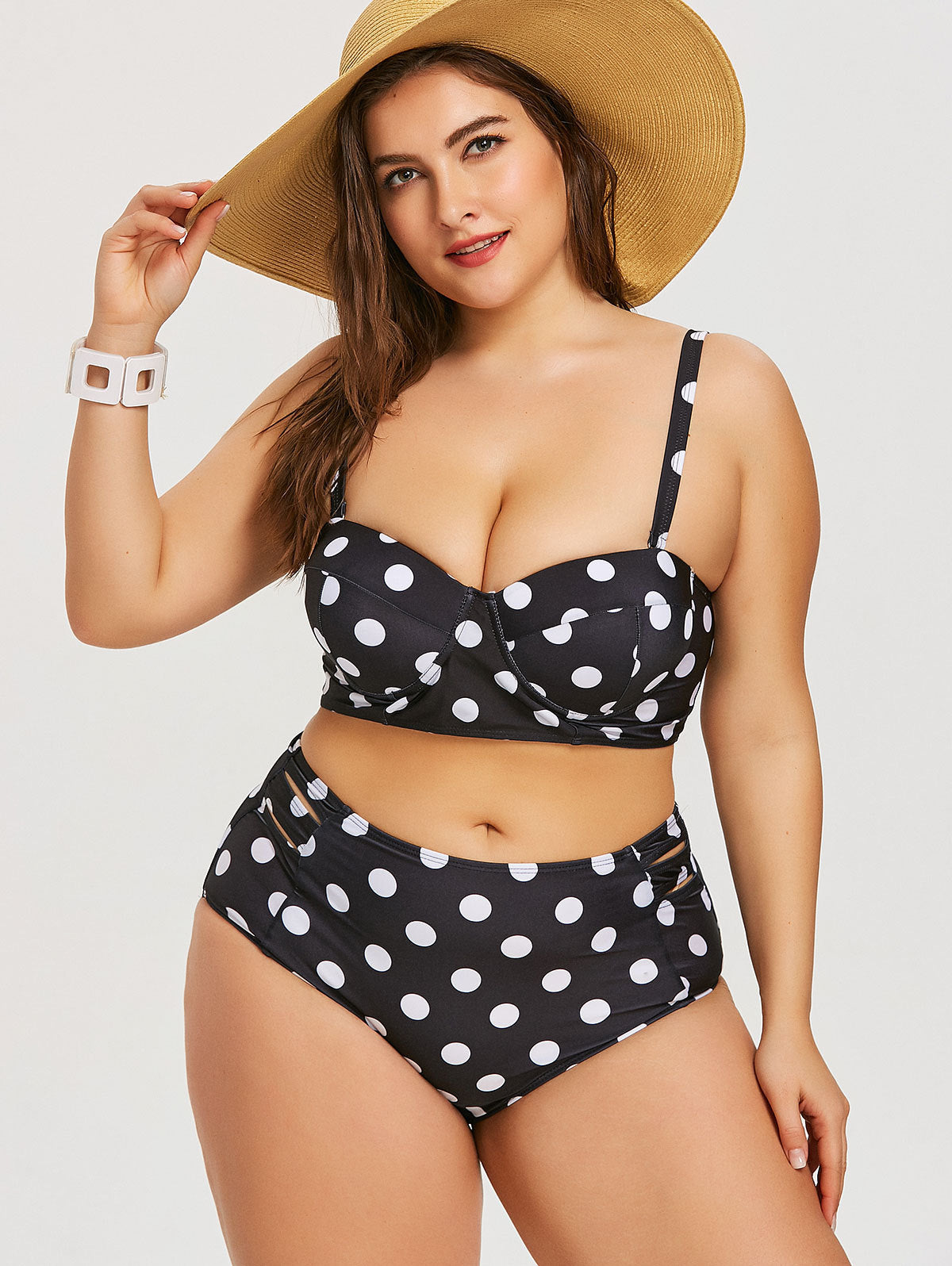 Bikini rétro à pois grande taille