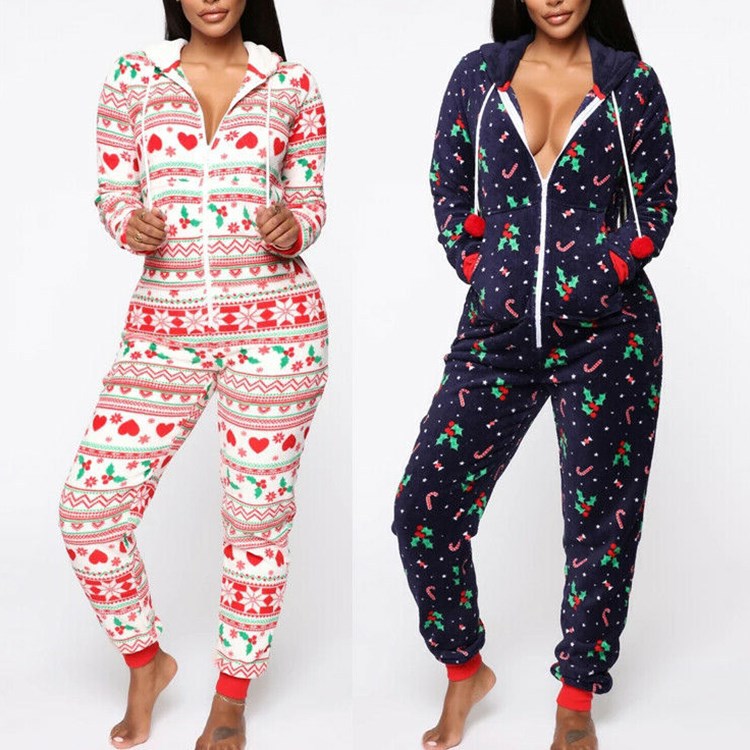 Pyjama Noël à Capuche Femme