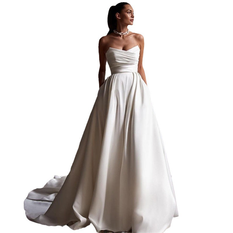 White Satin Beaded Maxi Dress