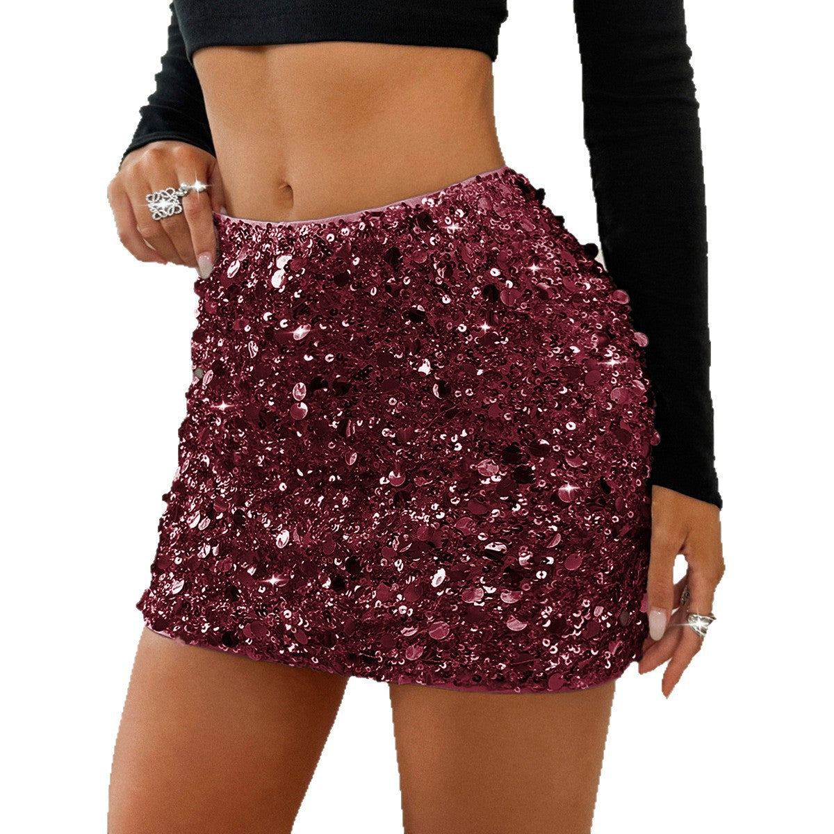 Mini Jupe Bodycon Glamour avec Sequins