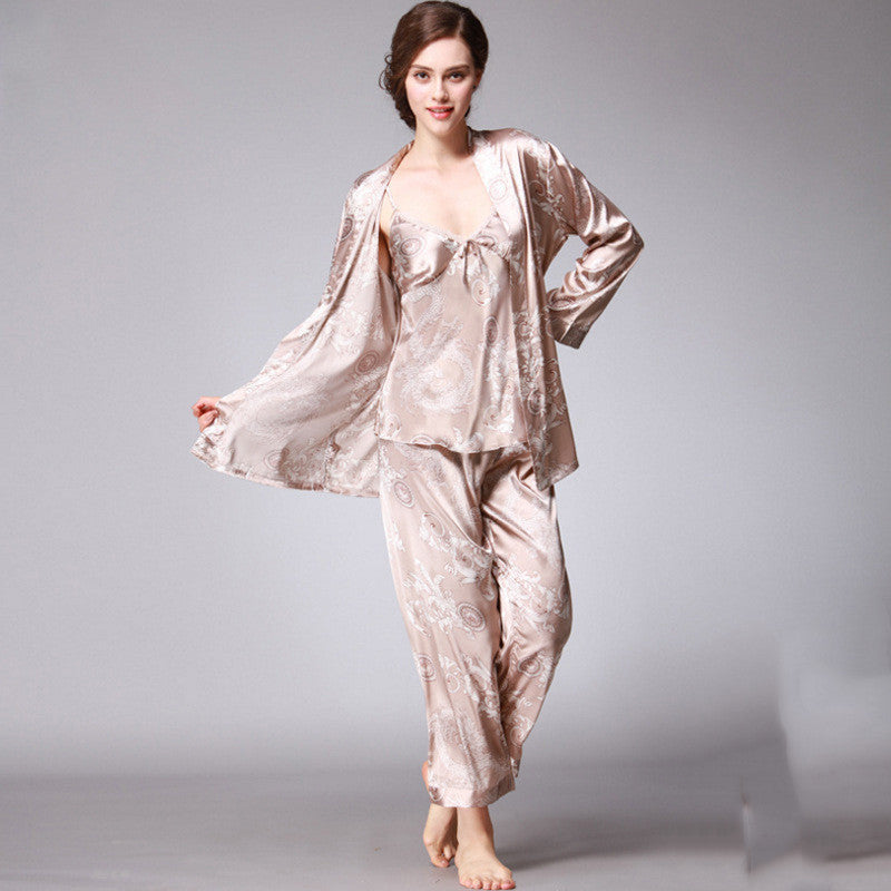 Pyjama 3 Pièces Satin Luxe Femme