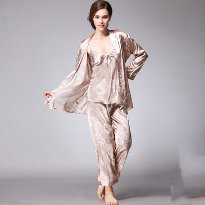 Pyjama 3 Pièces Satin Luxe Femme