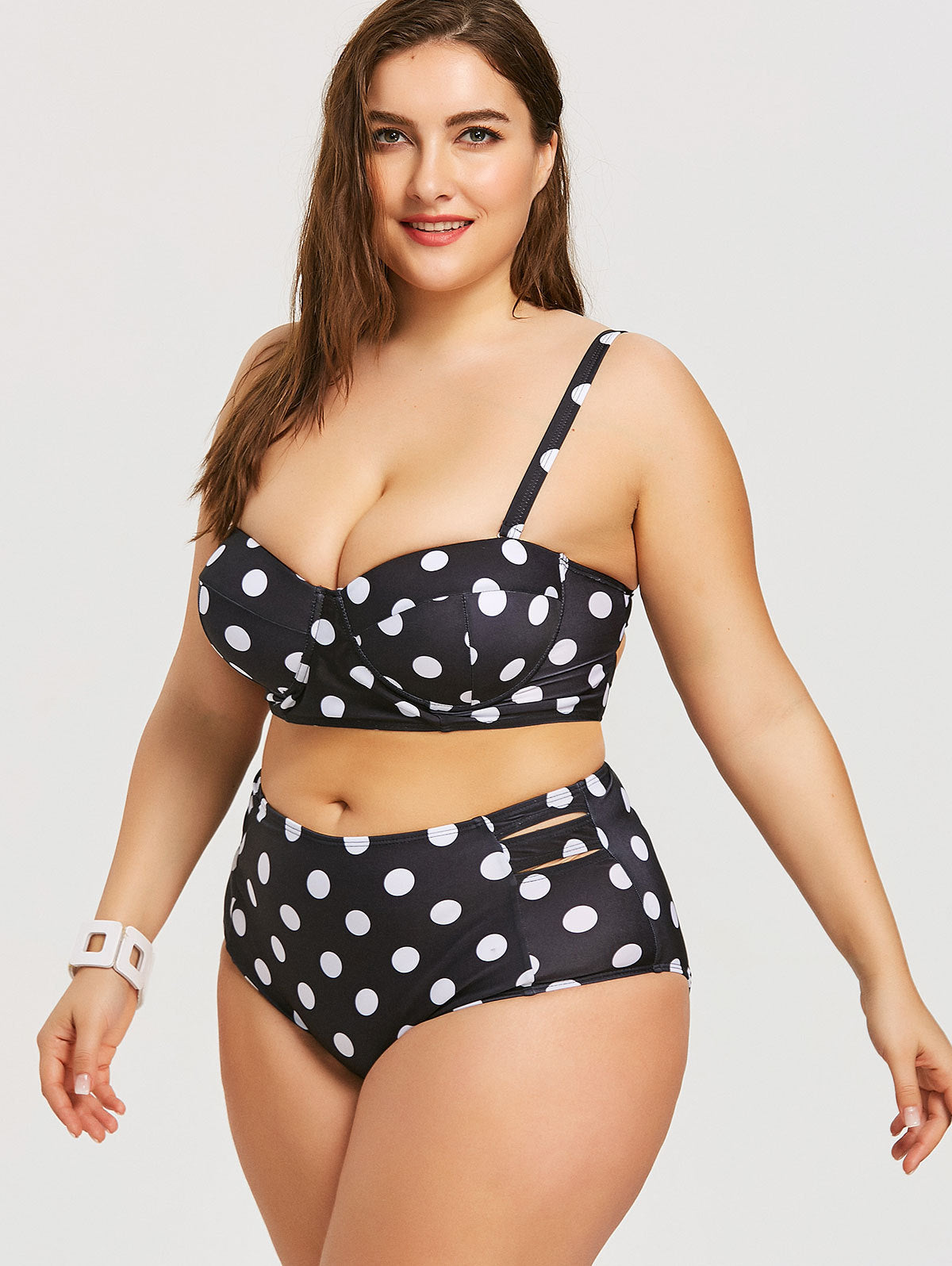 Bikini rétro à pois grande taille