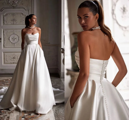 White Satin Beaded Maxi Dress