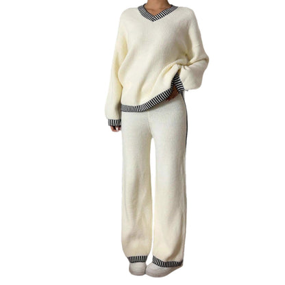 Ensemble Femme Jacquard – Col Rond & Manches Longues