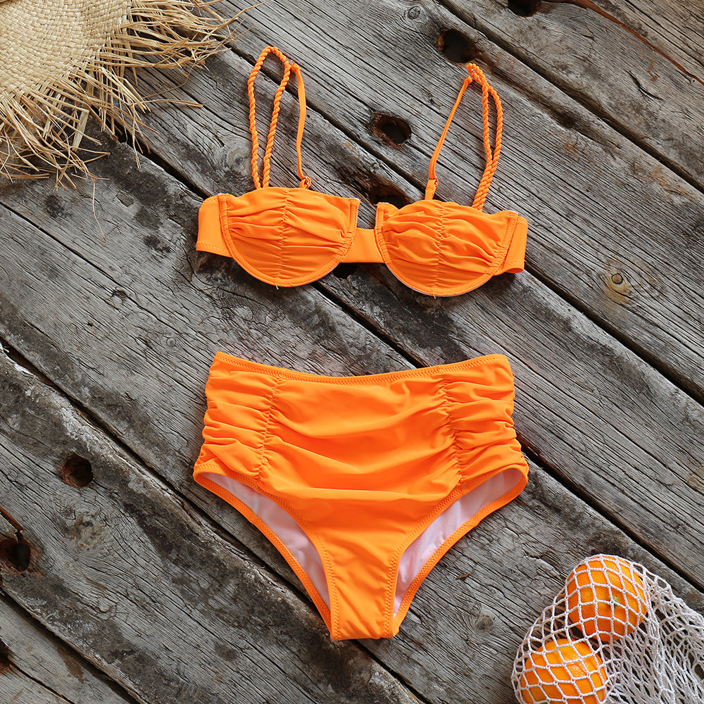 Bikini Taille Haute Plissé