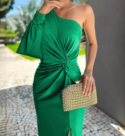 Robe Slim Nœud Épaule