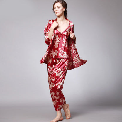 Pyjama 3 Pièces Satin Luxe Femme