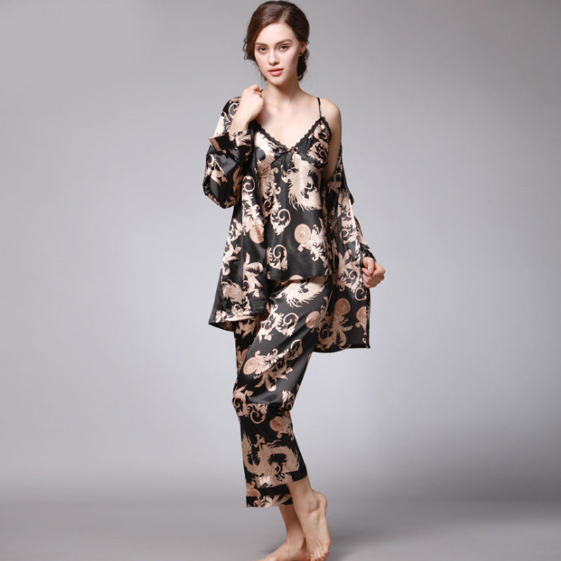 Pyjama 3 Pièces Satin Luxe Femme