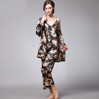 Pyjama 3 Pièces Satin Luxe Femme