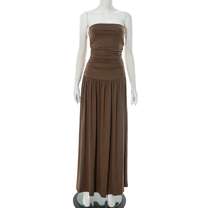 Robe Longue Plissée Sans Manches