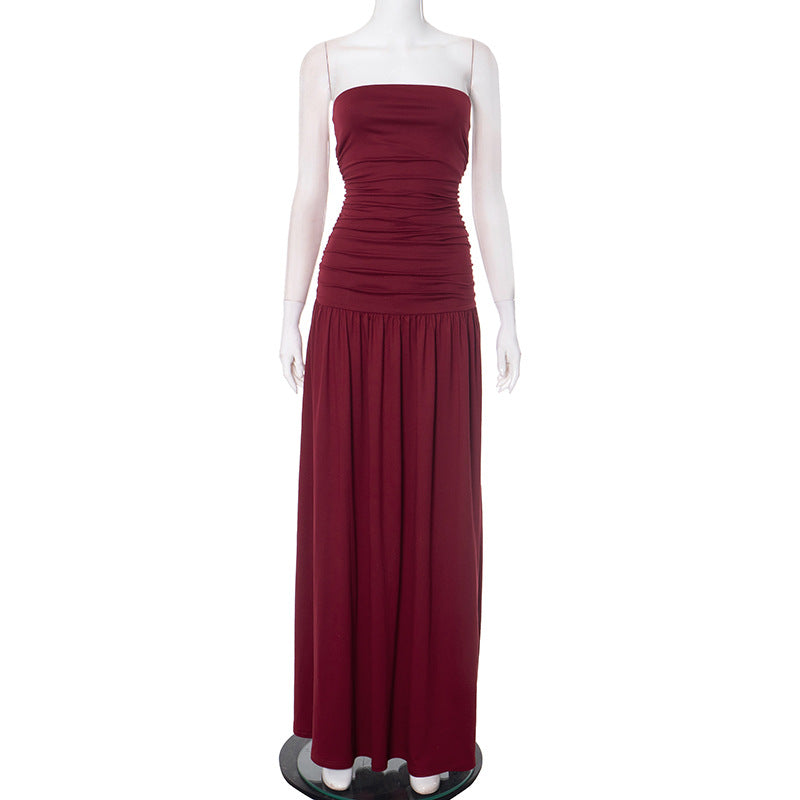 Robe Longue Plissée Sans Manches