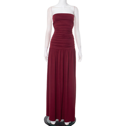 Robe Longue Plissée Sans Manches
