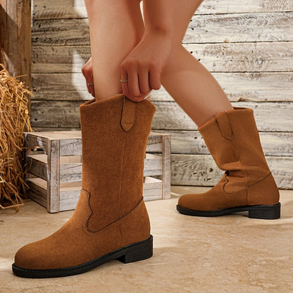 Bottes Femme Velours – Talon Épais