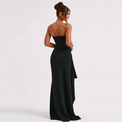 Robe Longue Élégante Dos Nu à Fente Haute