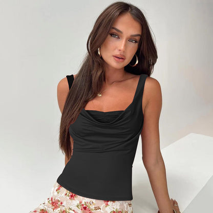 Débardeur Slim Plissé Col U