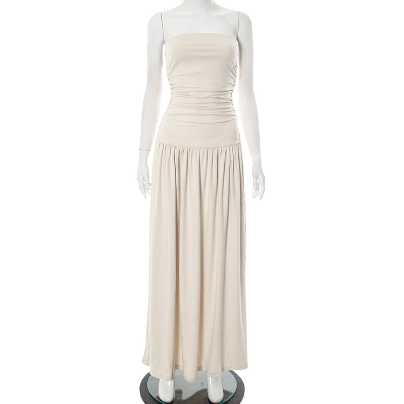 Robe Longue Plissée Sans Manches
