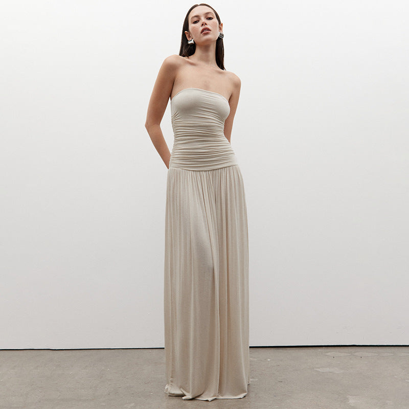 Robe Longue Plissée Sans Manches