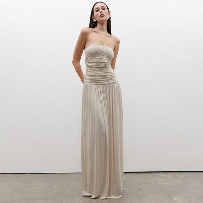 Robe Longue Plissée Sans Manches
