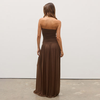 Robe Longue Plissée Sans Manches