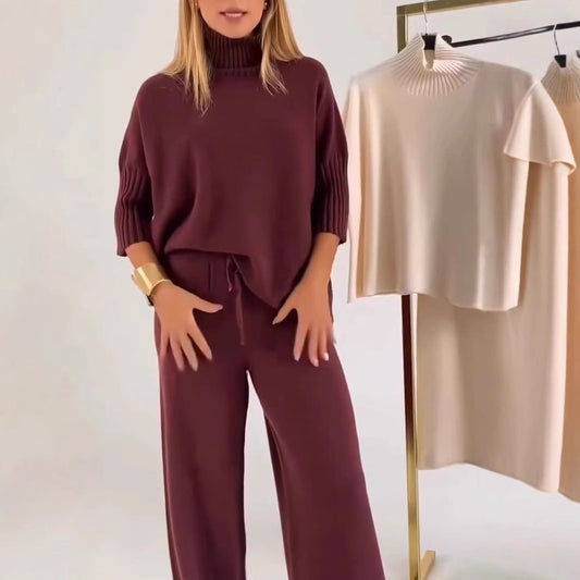 Ensemble Femme Pull Col Roulé – Casual & Confort