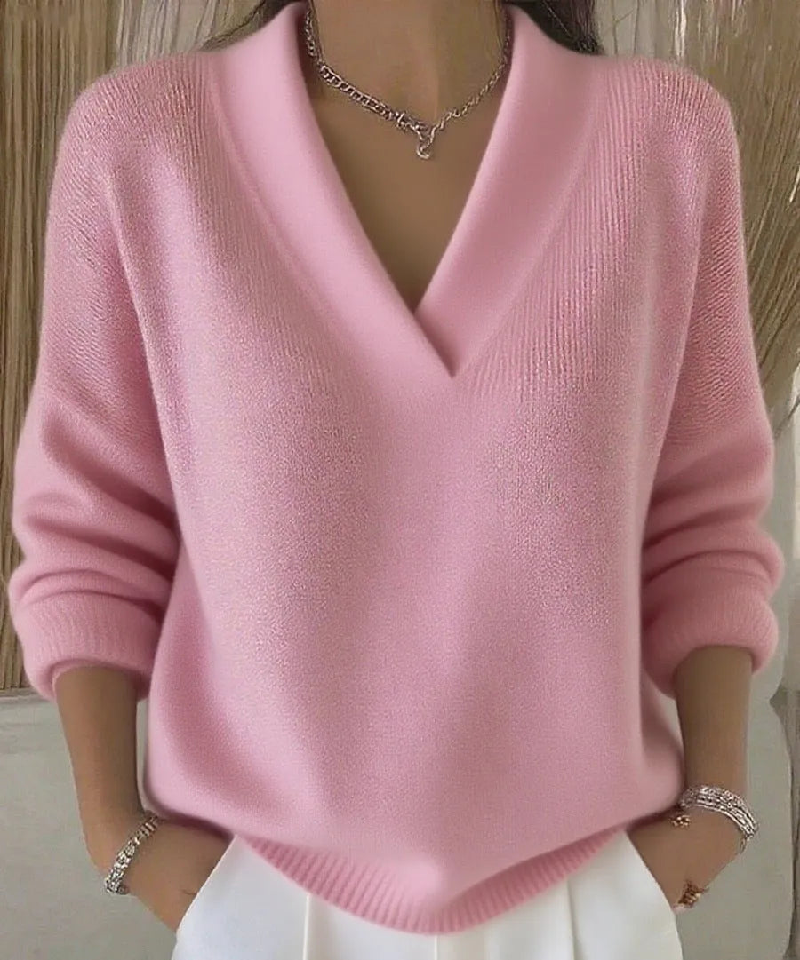 Pull Oversize Femme Col V – Chic & Confort
