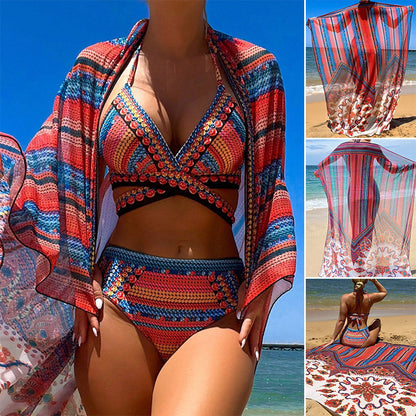 Maillot trois pièces sexy taille haute